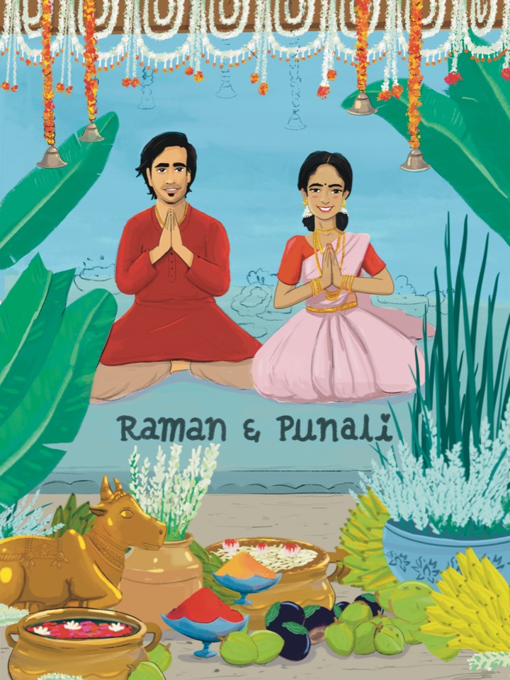 Raman and punali with hand written font